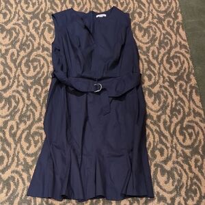 Calvin Klein Navy Belted Midi Dress Size 14